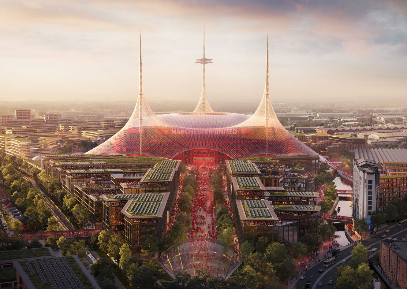 Foster + Partners stadium aerial render
