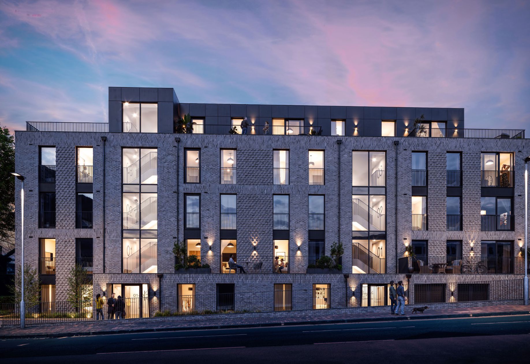 Façade at dusk